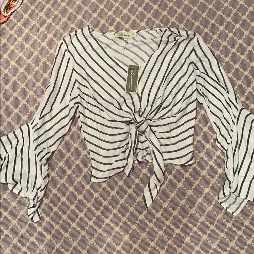 Vintage Havana Navy stripe tie top